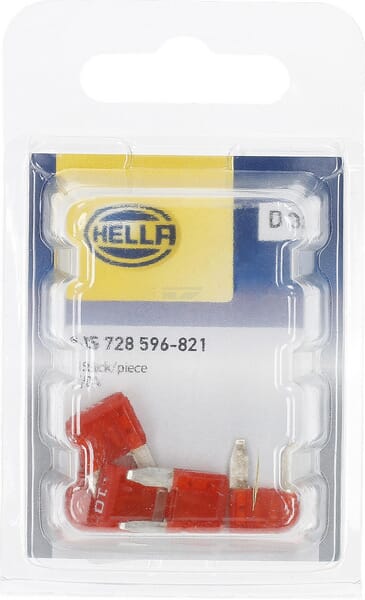 Sicherung, Stecksicherung, Mini, 10A,  Rot, 19mm, 5Stk., Hella