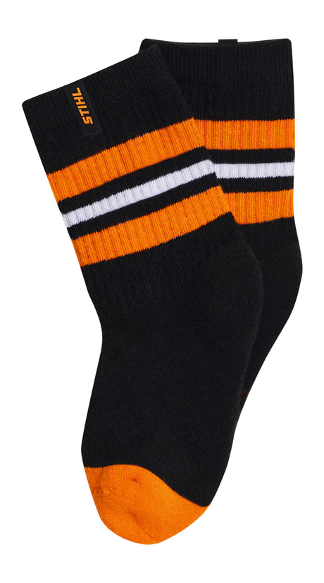 STIHL Kindersocken Gr. 28-30 3er Set STRIPES Schwarz / Weiß/ Grau