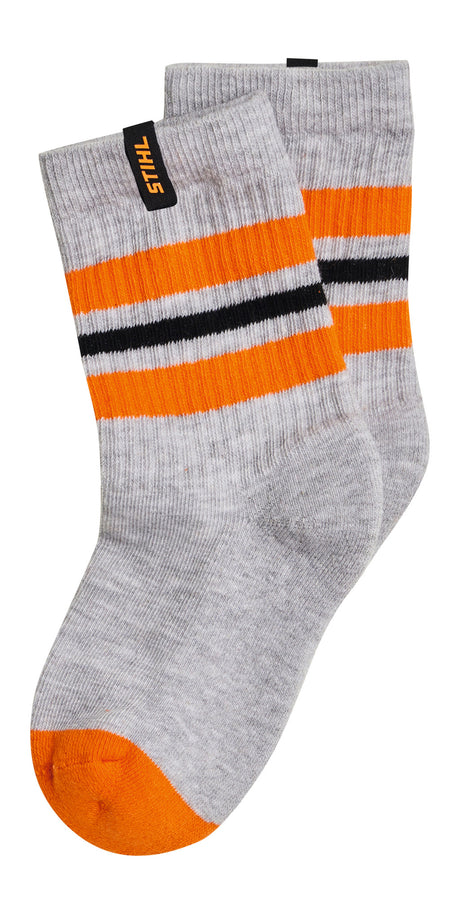 STIHL Kindersocken Gr. 31-33 3er Set STRIPES Schwarz / Weiß/ Grau