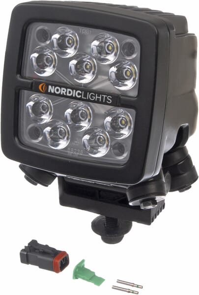Arbeitsscheinwerfer LED, 50 W, 6700 lm, quadratisch, 12/24 V, transparent, anschraubbar, 104 x 108 x 143 mm, Deutsch 2-polig, Punktstrahl, 10 LEDs, Scorpius XTR N4401 von Nordic Lights