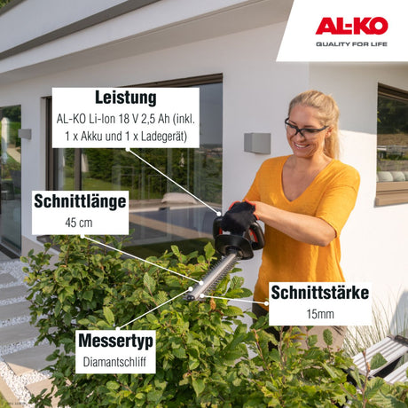 AL-KO Akku-Heckenschere  HT 1845 AL-KO 18 V BOSCH HOME AND GARDEN COMPATIBLE inkl. Akku und Ladegerät