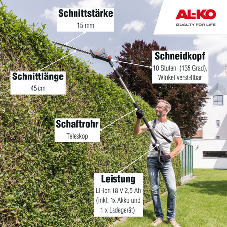 AL-KO Akku-Hochheckenschere HTA 1845 AL-KO 18 V BOSCH HOME AND GARDEN COMPATIBLE inkl. Akku und Ladegerät