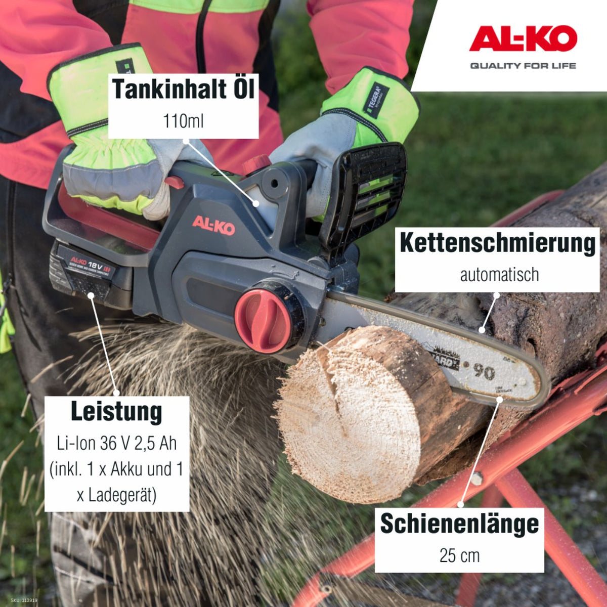 AL-KO Akku-Kettensäge CS 1825 AL-KO 18 V BOSCH HOME AND GARDEN COMPATIBLE