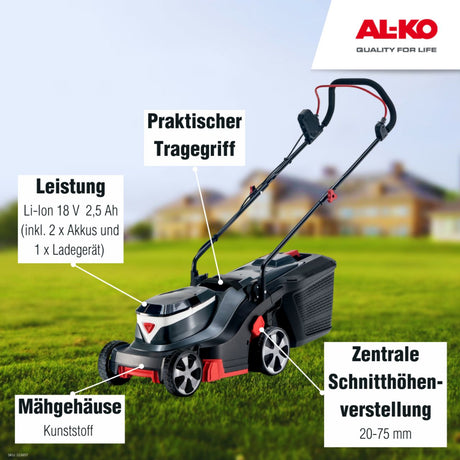AL-KO Akku-Rasenmäher 3.22 Li Easy AL-KO 18 V BOSCH HOME AND GARDEN COMPATIBLE  inkl. 2 Akkus und Ladegerät