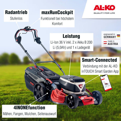 AL-KO AL-KO 36 V Akku-Rasenmäher 512 Li VS-W Premium inkl. 2 Akku und Ladegerät