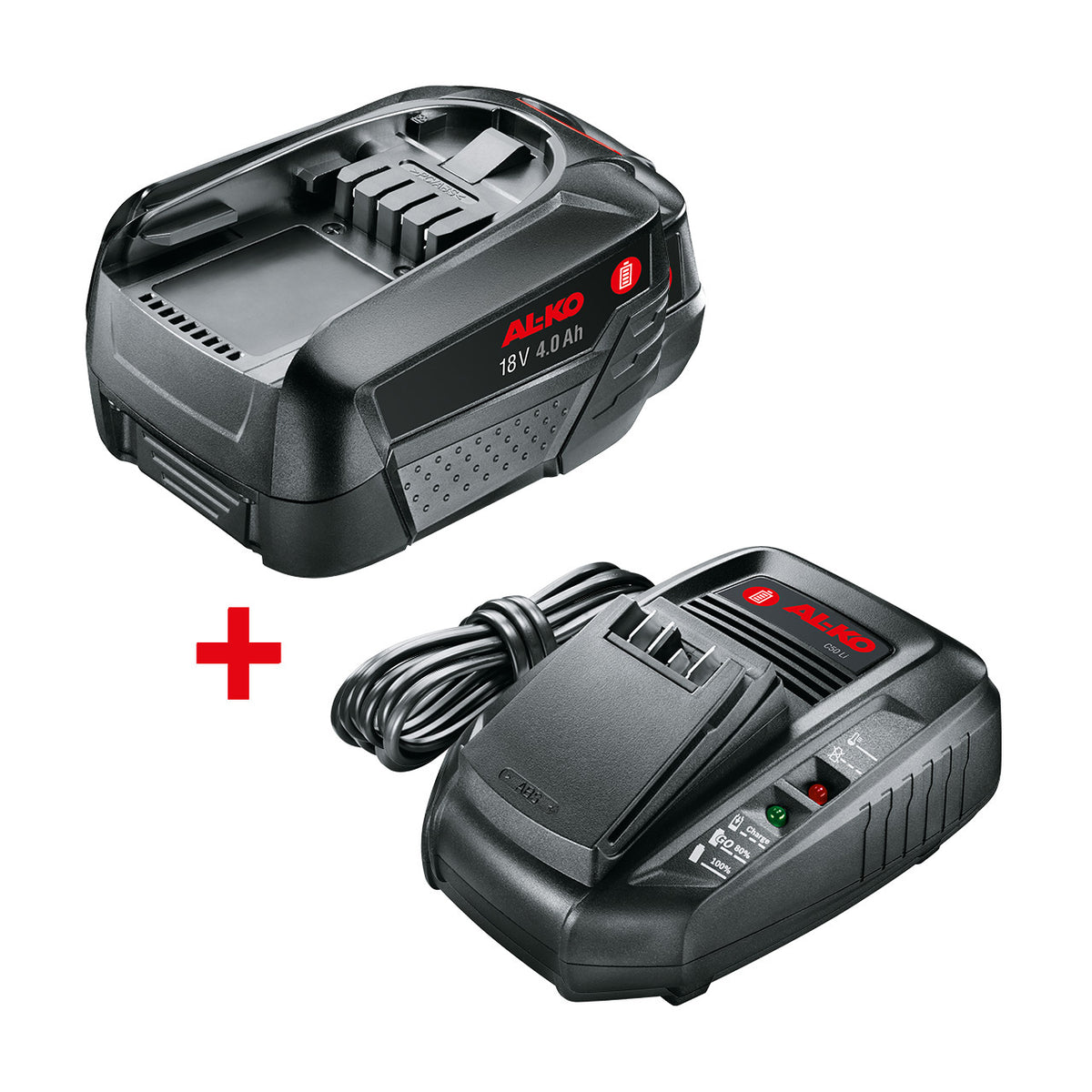 AL-KO Vorteils-Set AL-KO 18 V BOSCH HOME AND GARDEN COMPATIBLE  inkl. Akku (4 Ah) und Ladegerät