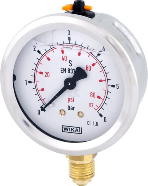 Manometer, Ø63 mm, 6 bar, Anschluss unten 1/4"