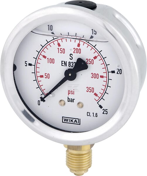 Manometer, Ø63 mm, 25 bar, Anschluss unten 1/4"