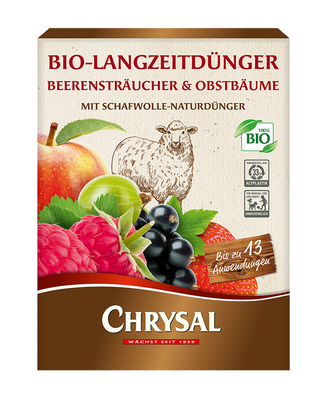 Chrysal Bio Chrysal Beerensträucher & Obstbäume Bio-Langzeitdünger mit Schafwolle