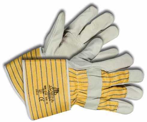 KIXX KIXX Handschuh Rindsnappa/Baumwolle - hellgrau/gelb