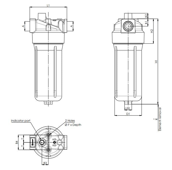 F040DMD0015000BB6DW000S0 Leitungsfiltergehäuse (Druckfilter)
