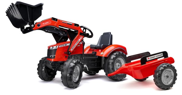 Massey FergusonS8740 Tretbagger mit Anhänger