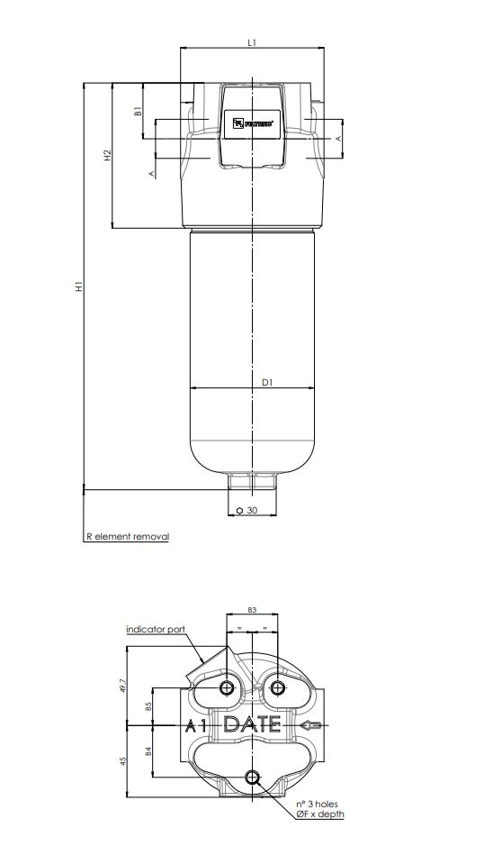 FH323DHD95000B0B40T000S0 Leitungsfiltergehäuse (Druckfilter)