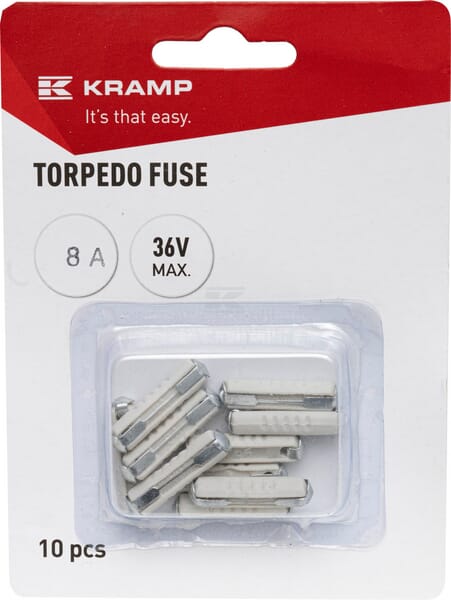 Sicherung, Torpedo, 8A,  Weiß, 25mm, Kramp