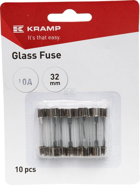 Sicherung, Glas, 10A,  Transparent, 32mm, Kramp