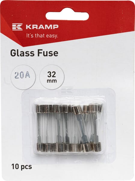 Sicherung, Glas, 20A,  Transparent, 32mm, Kramp