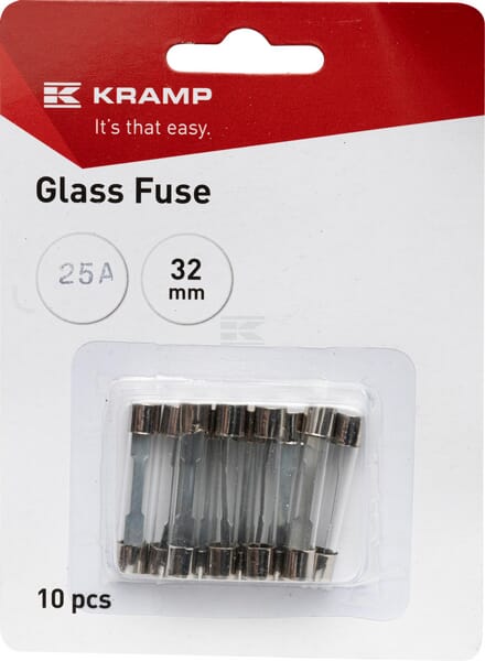 Sicherung, Glas, 25A,  Transparent, 32mm, Kramp