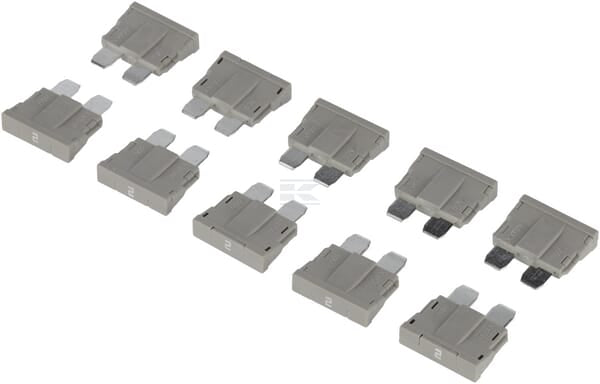 Sicherung, Stecksicherung, Standard, 2A,  Grau, 19mm, 10Stk., Kramp