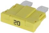 Sicherung, Stecksicherung, Standard, 20A,  Gelb, 19mm, 10Stk., Kramp