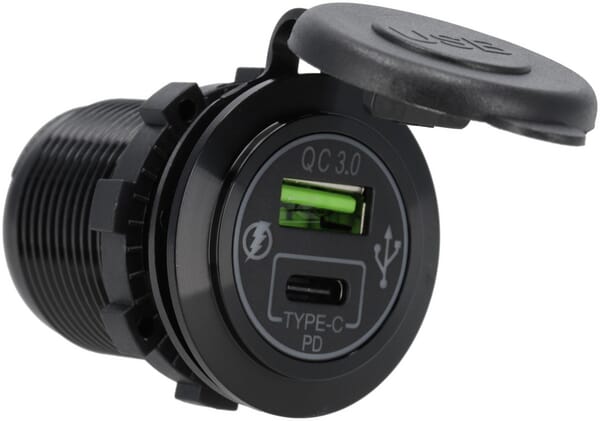 USB-C + USB-A Buchse 12/24V Unterputzmontage