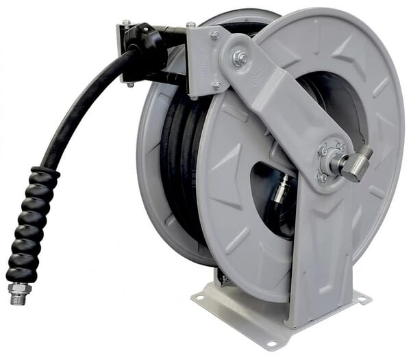 Automatischer Schlauchaufroller Stahl mit 20m 3/8" 400bar Schlauch und 3/8" Außengewinde