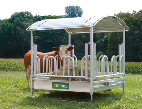 Kerbl Viereckraufe mit Palisadenfressgitter