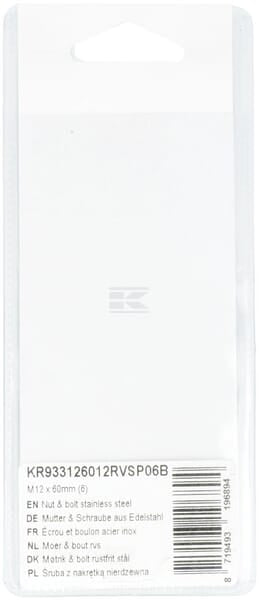 Mutter und Schraube aus Edelstahl M12 x 60mm (6)