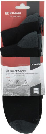 Sneaker-Socken hoch UK: 6-8 (39-43) schwarz, 2 Paar