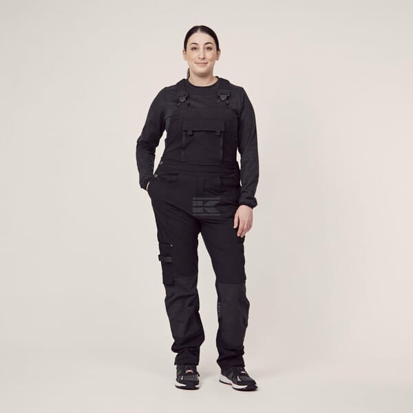 Latzhose, Erwachsener, Gr. XL UK:36-38 , schwarz, 4 Way Stretch , by Kramp