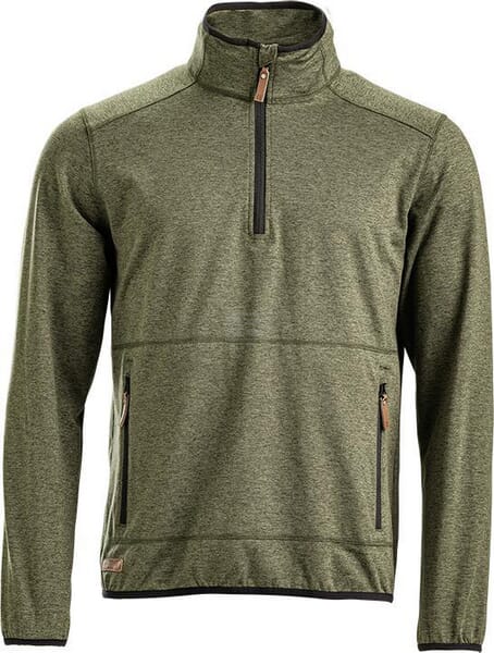 Fleece-Shirt 1/2 zip Herren, oliv 2XS
