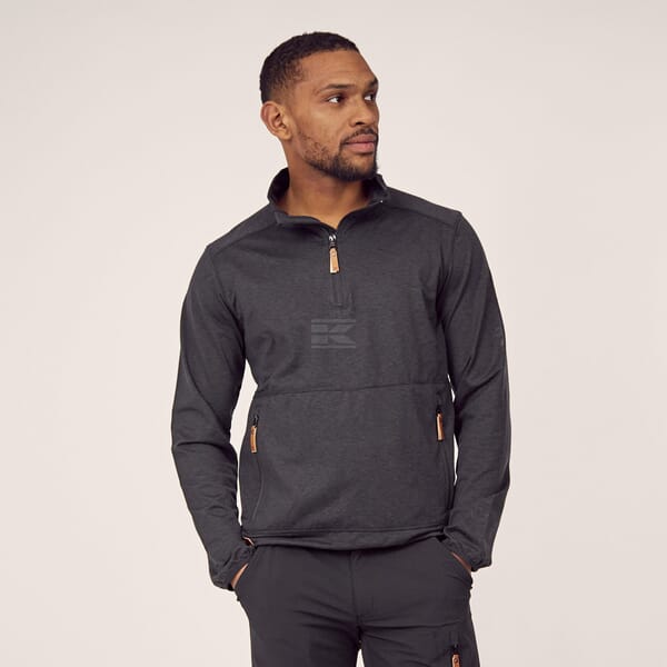 Fleece-Shirt 1/2 zip Herren, anthrazit 2XL
