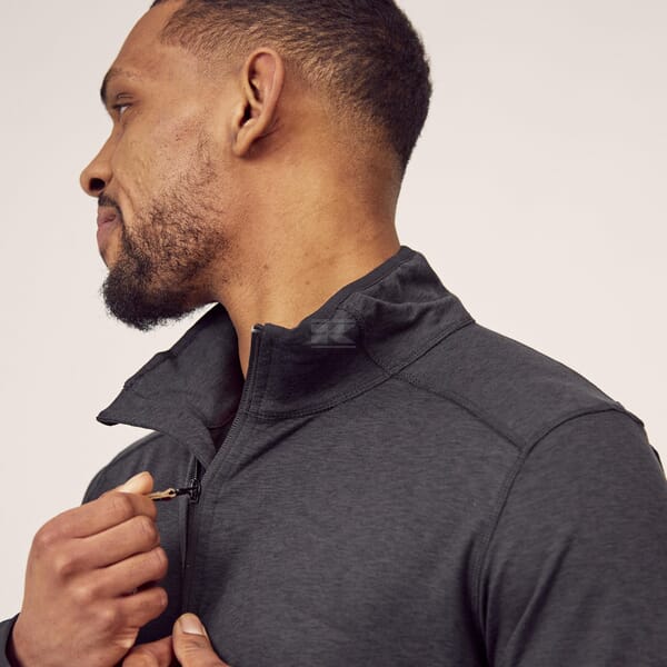 Fleece-Shirt 1/2 zip Herren, anthrazit 3XL