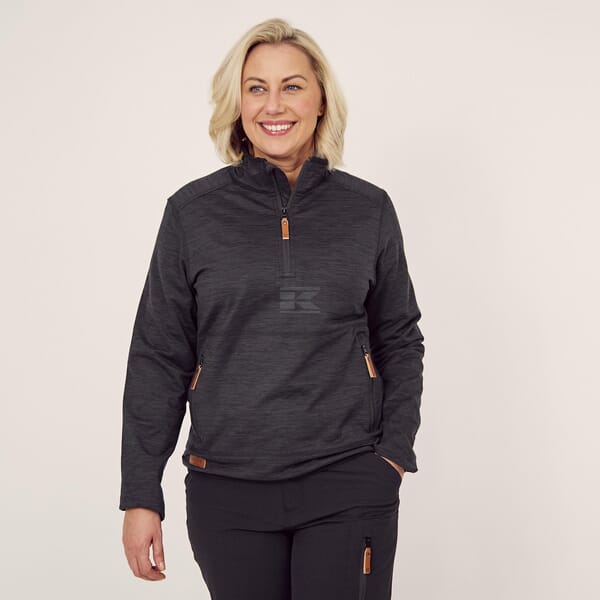 Fleece-Shirt 1/2 zip Damen, anthrazit XS