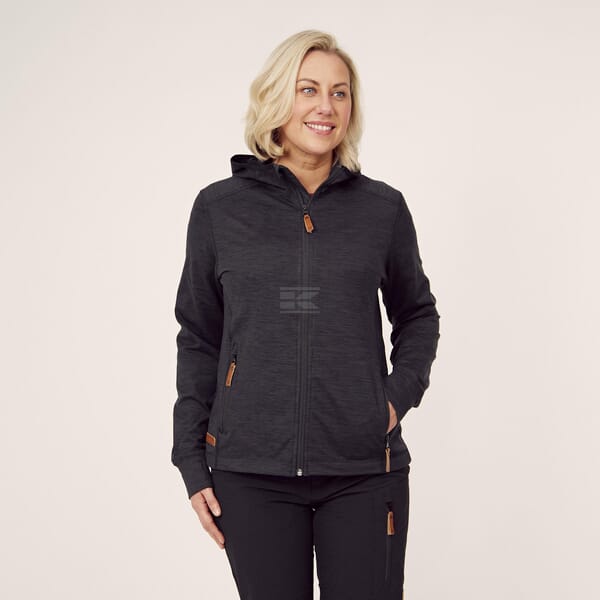 Fleece mit Reißverschluss und Kapuze Damen, charcoal L