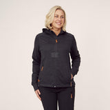 Fleece mit Reißverschluss und Kapuze Damen, charcoal 2XL