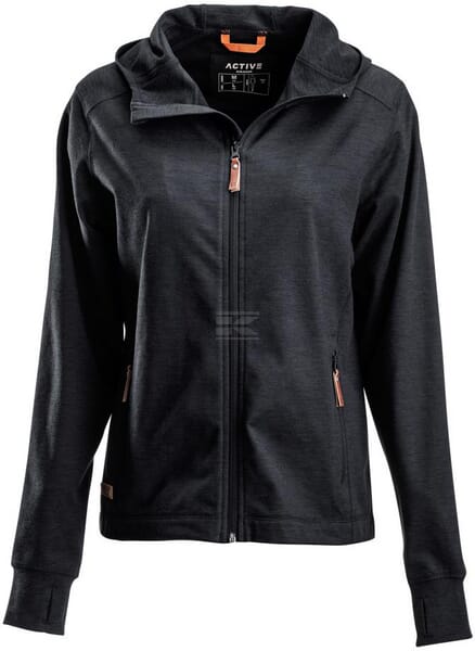 Fleece mit Reißverschluss und Kapuze Damen, charcoal XL