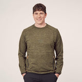 Fleeceshirt O-Ausschnitt Herren, oliv L