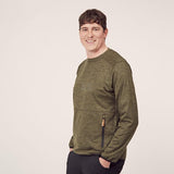 Fleeceshirt O-Ausschnitt Herren, oliv 2XL