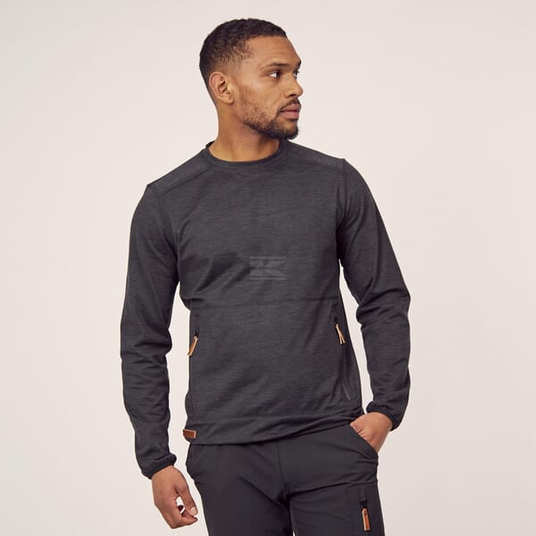 Fleeceshirt O-Ausschnitt Herren, anthrazit 2XL