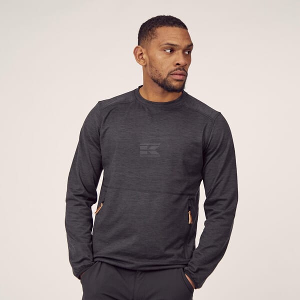 Fleeceshirt O-Ausschnitt Herren, anthrazit M