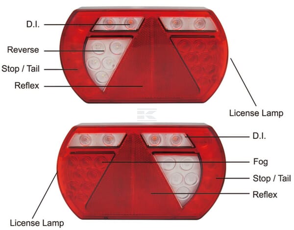 Multifunktions-Heckleuchte LED, 12V, 236x140x24,3mm, Bajonett 5-polig, Kramp