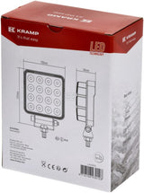 Arbeitsscheinwerfer, 10-30V, LED, 3040lm, Quadratisch