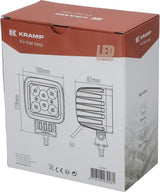 Arbeitsscheinwerfer, 10-30V, LED, 3780lm, Quadratisch