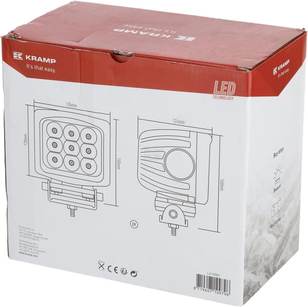 Arbeitsscheinwerfer, 10-30V, LED, 8100lm, Quadratisch