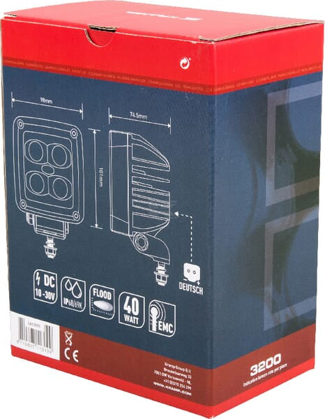 Arbeitsscheinwerfer, 10-30V, LED, 4500lm, Quadratisch