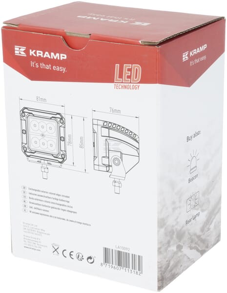 Arbeitsscheinwerfer, 10-30V, LED, 1620lm, Quadratisch