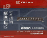 LED-Lichtbalken  LED, 120W, 6500lm, rechteckig, 12/48V, weiß, 486x90x57mm, Deutsch 3-pin, High beam/Low beam, Kramp