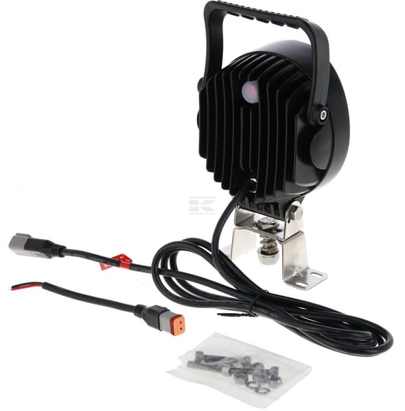 Arbeitsscheinwerfer LED, 54W, 5100lm, rund, 12/24V, Ø133x75mm, Deutsch Stecker, Flood, 9LED's, Griff + Schalter
