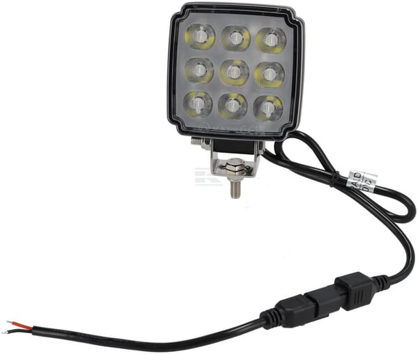Arbeitsscheinwerfer LED, 27W, 3420lm, quadratisch, weiß, 96.5x48.5x124.5mm,Deutsch 2-pin, flood, Kramp