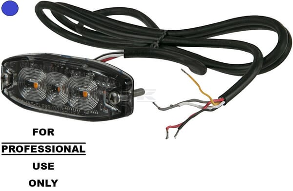 Blinkleuchte LED, rechteckig, 10/30V, blau, 82x30x9mm, 3 LED's, Kramp